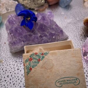 3.4.26-20 1930s Blue Lily  Brooch by James Walker of London